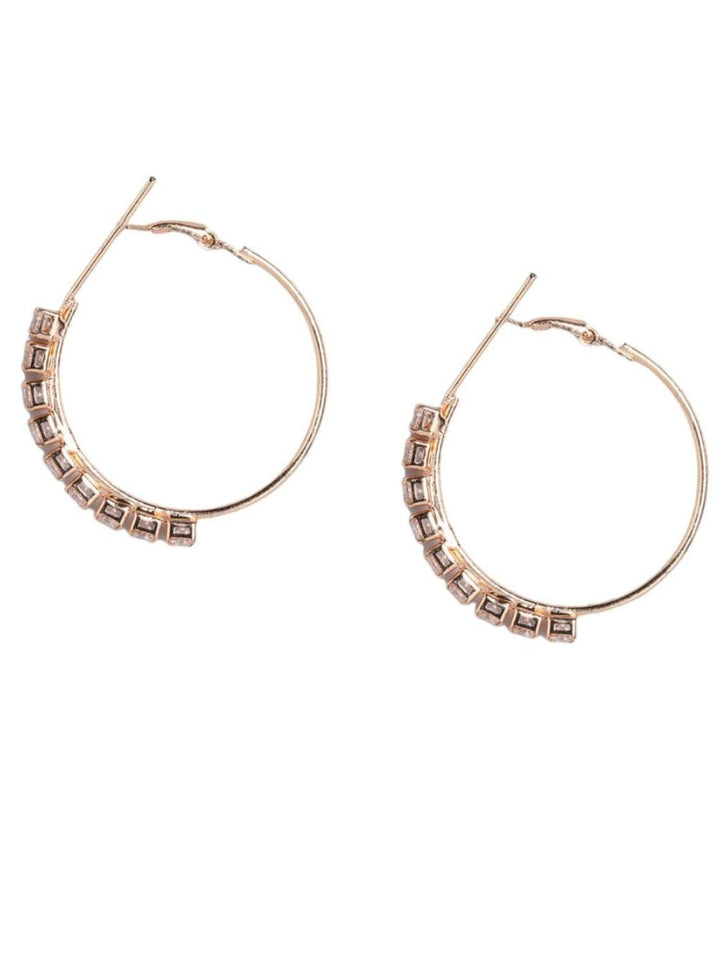 Rose Gold-Plated AD Circular Hoop Earrings - Trendisia