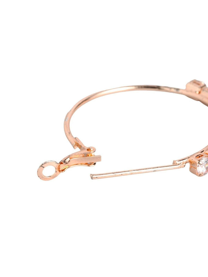 Rose Gold-Plated AD Circular Hoop Earrings - Trendisia