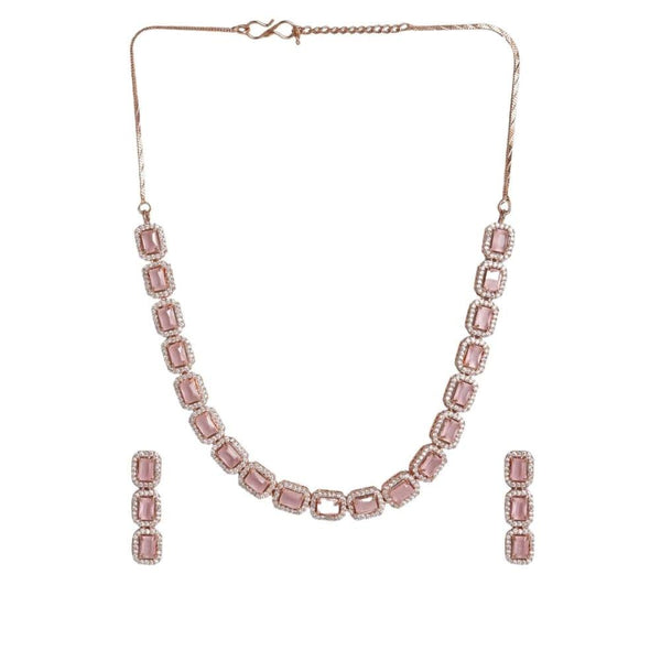 Rose Gold-Plated AD-Studded Jewellery Set - Trendisia