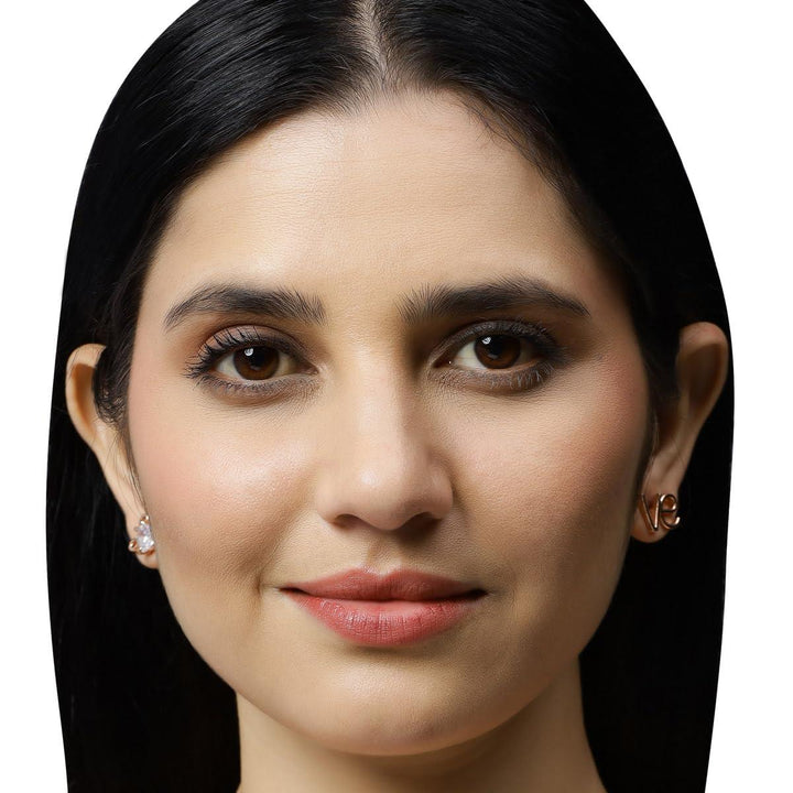 Rose Gold Plated AD Studded Studs Earrings - Trendisia