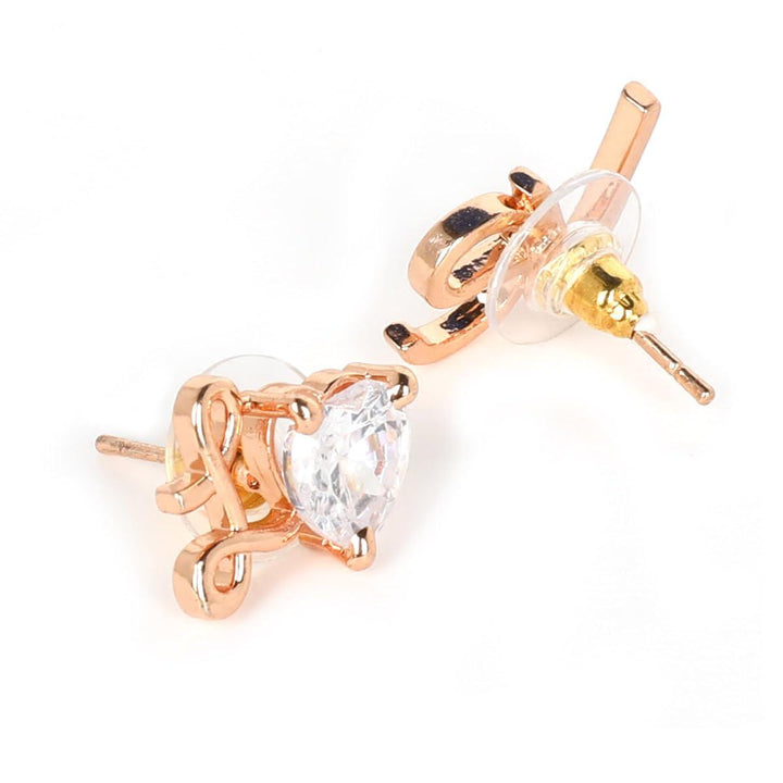 Rose Gold Plated AD Studded Studs Earrings - Trendisia