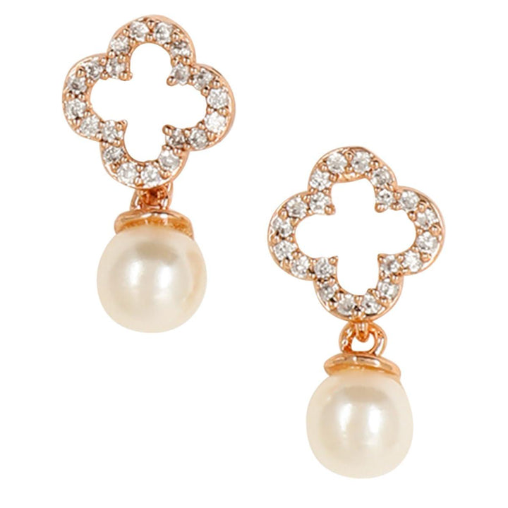 Rose Gold Plated AD Teardrop Studs Earrings - Trendisia