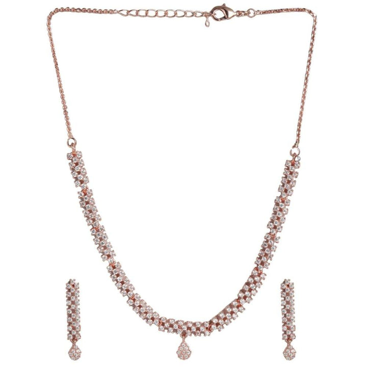 Rose Gold-Plated AD-Studded Jewellery Set - Trendisia