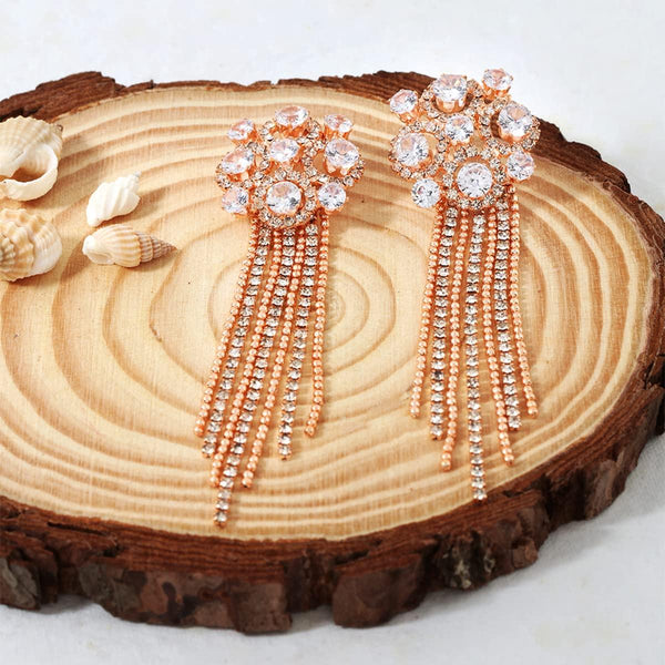 Rose Gold White Floral Drop Earrings - Trendisia