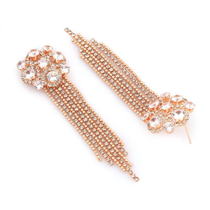 Rose Gold White Floral Drop Earrings - Trendisia