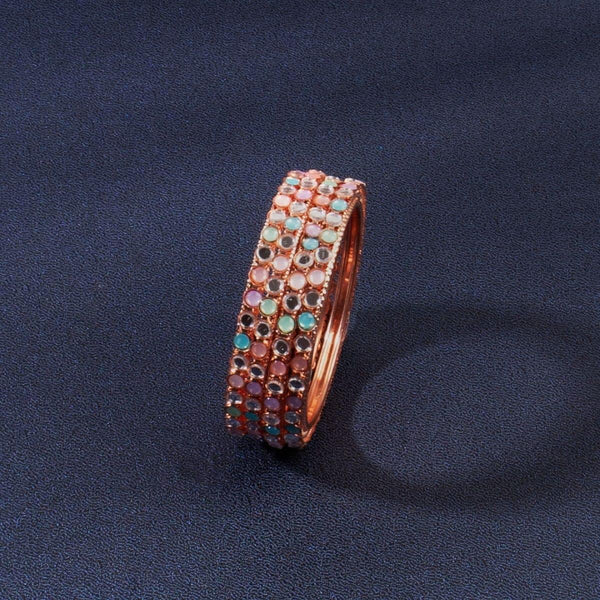Rosegold Multi Color Bangle Set - Trendisia