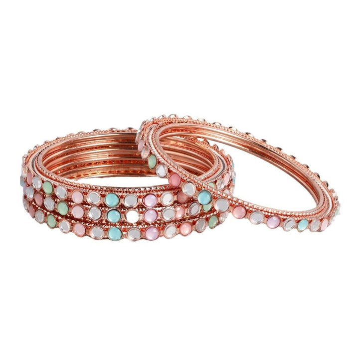 Rosegold Multi Color Bangle Set - Trendisia