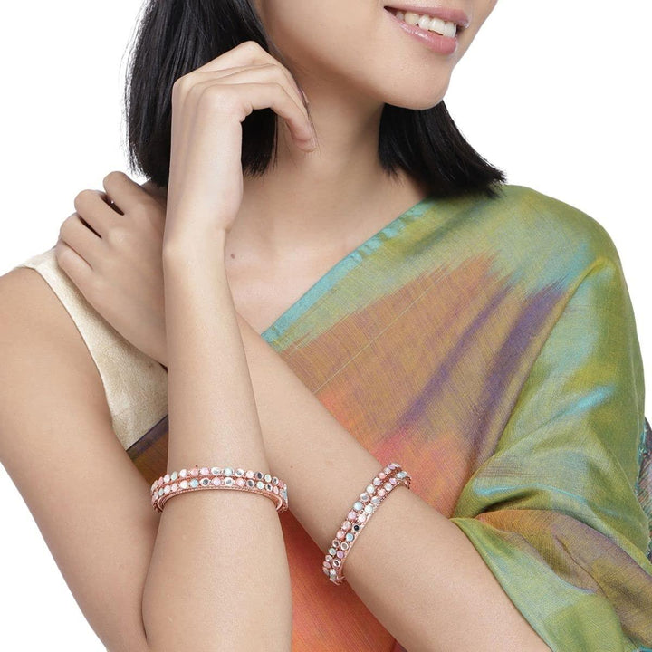Rosegold Multi Color Bangle Set - Trendisia