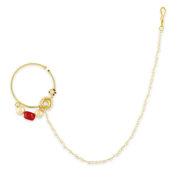 Ruby Bead Embellished Nose Ring - Trendisia