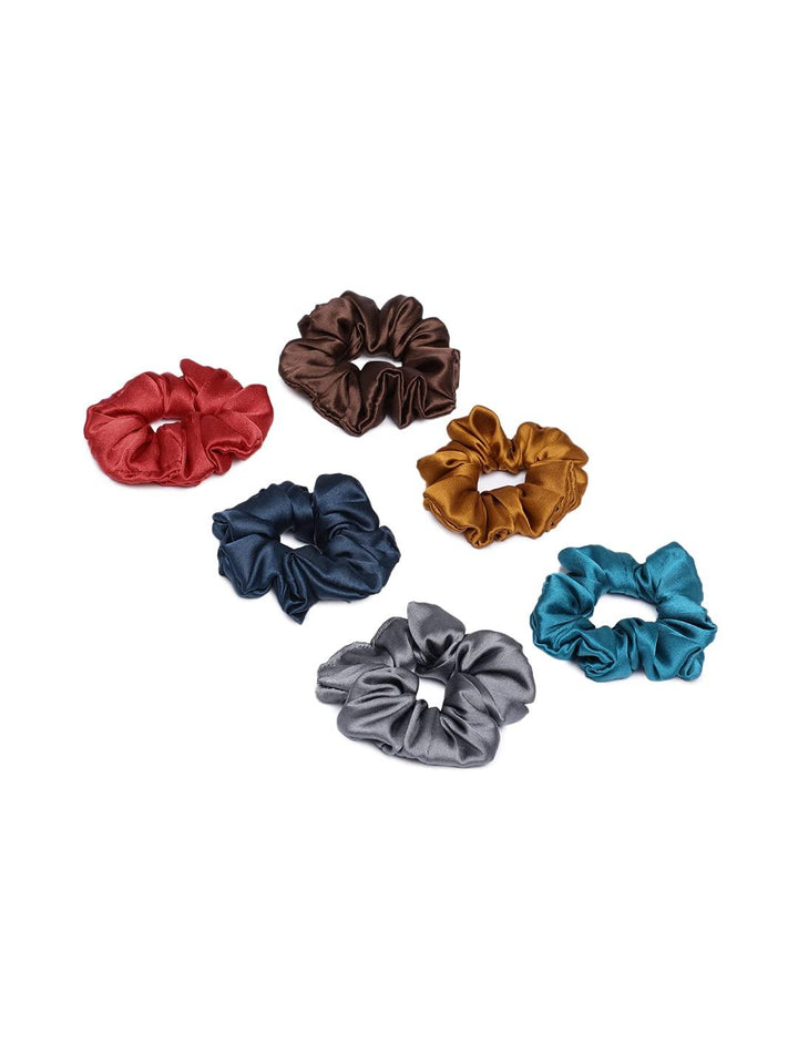 Satin Silk Women Scrunchies Hair Band 6 Pcs - Trendisia