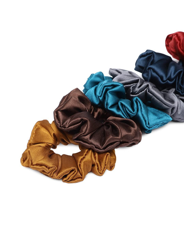 Satin Silk Women Scrunchies Hair Band 6 Pcs - Trendisia