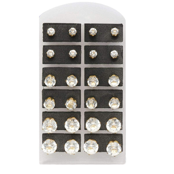 Set Of 12 Gold-Plated AD Circular Studs - Trendisia
