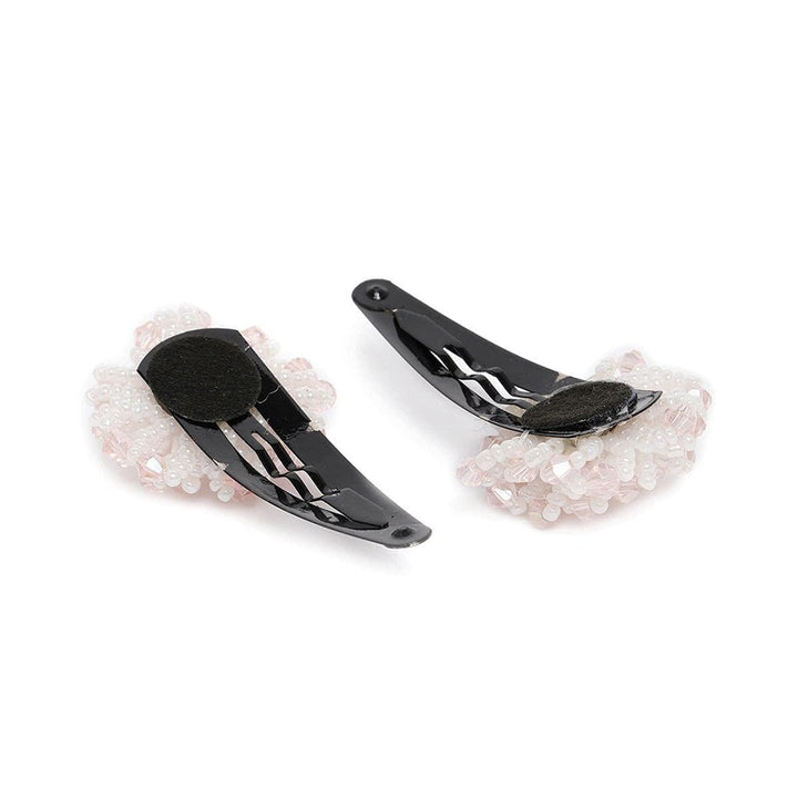 Set of 2 Black Pink Beaded Tic Tac Hair Clips - Trendisia