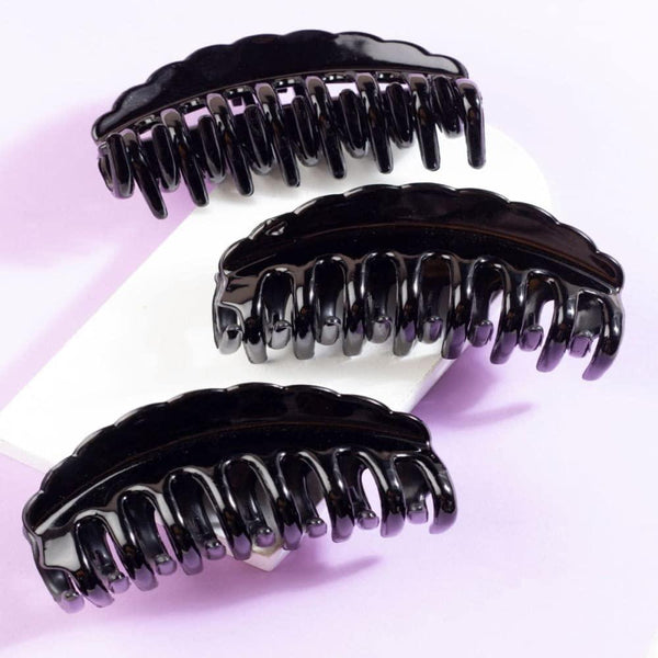 Set Of 3 Black Claw Clip - Trendisia
