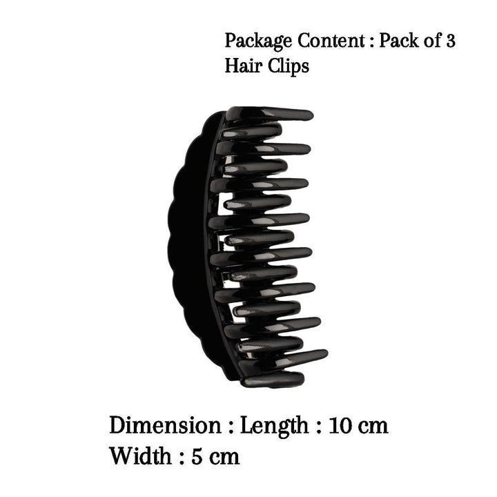Set Of 3 Black Claw Clip - Trendisia
