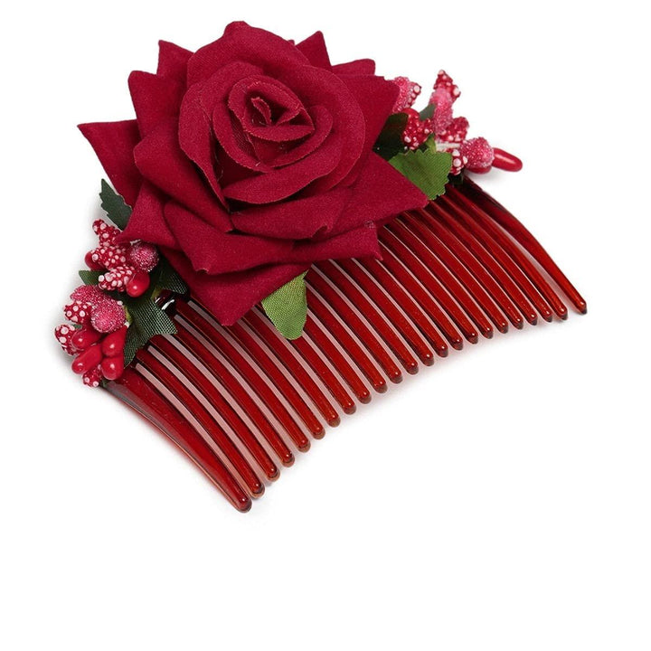 Set Of 3 Floral Beaded Comb Pins - Trendisia