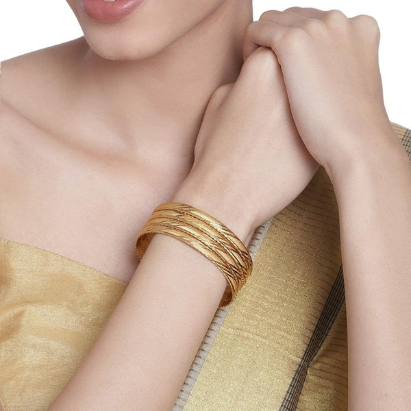 Set of 4 Matte Gold Plated Bangles - Trendisia