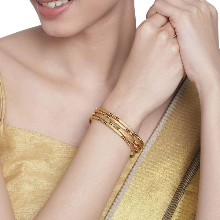 Set of 4 Matte Gold Plated Bangles - Trendisia