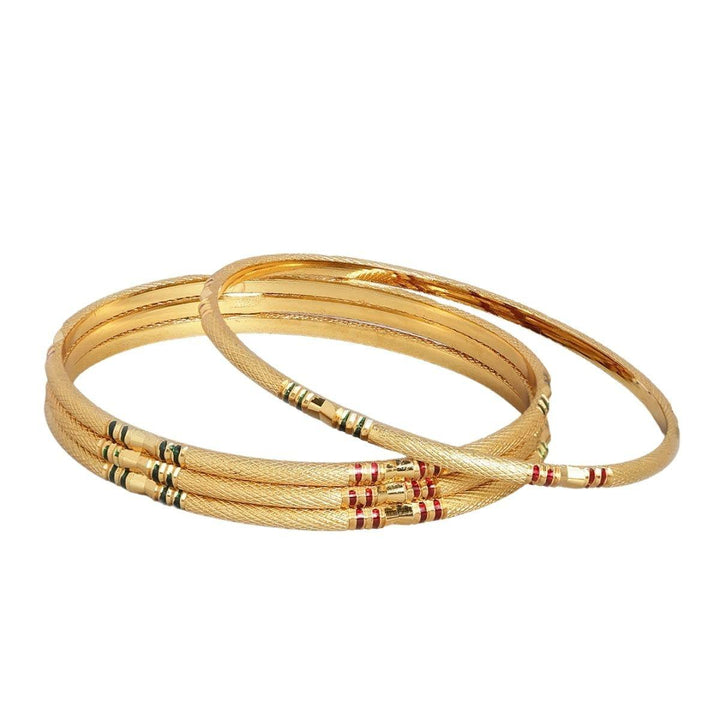 Set of 4 Matte Gold Plated Bangles - Trendisia