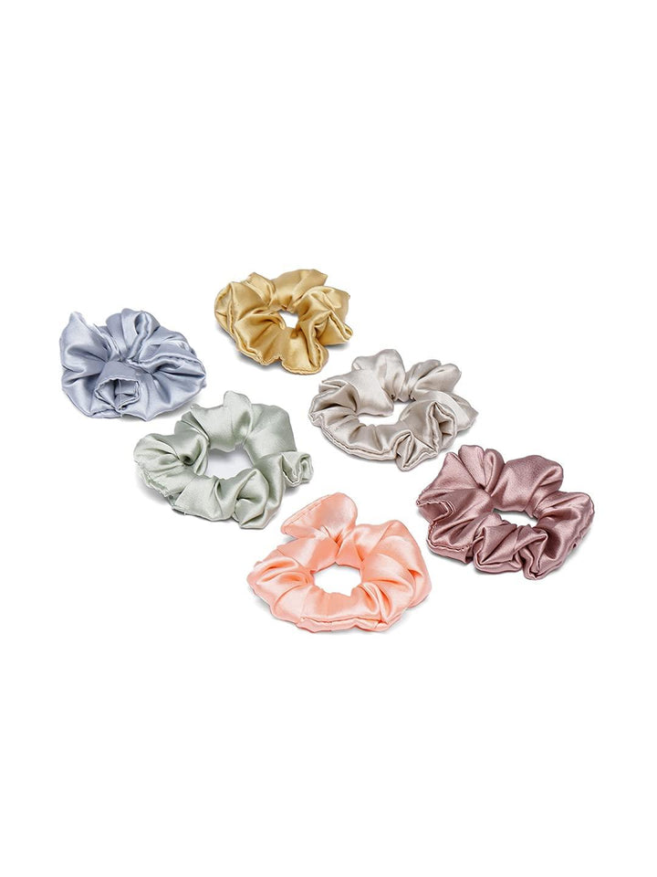 Set of 6 Women Satin Silk Scrunchies - Trendisia