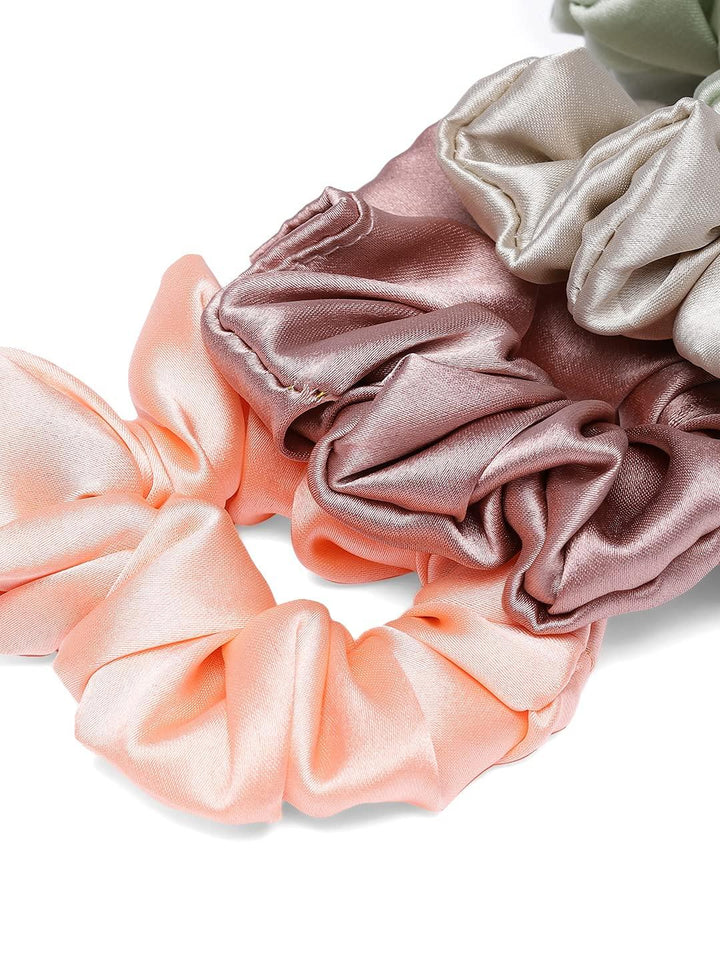 Set of 6 Women Satin Silk Scrunchies - Trendisia