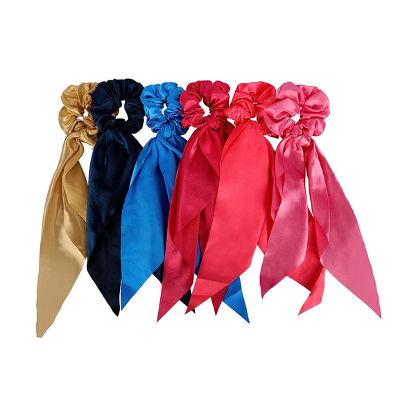 Silk Satin Scrunchies Set of 6 - Trendisia