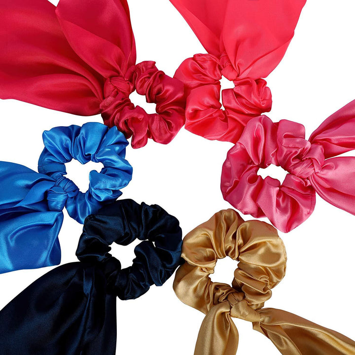 Silk Satin Scrunchies Set of 6 - Trendisia