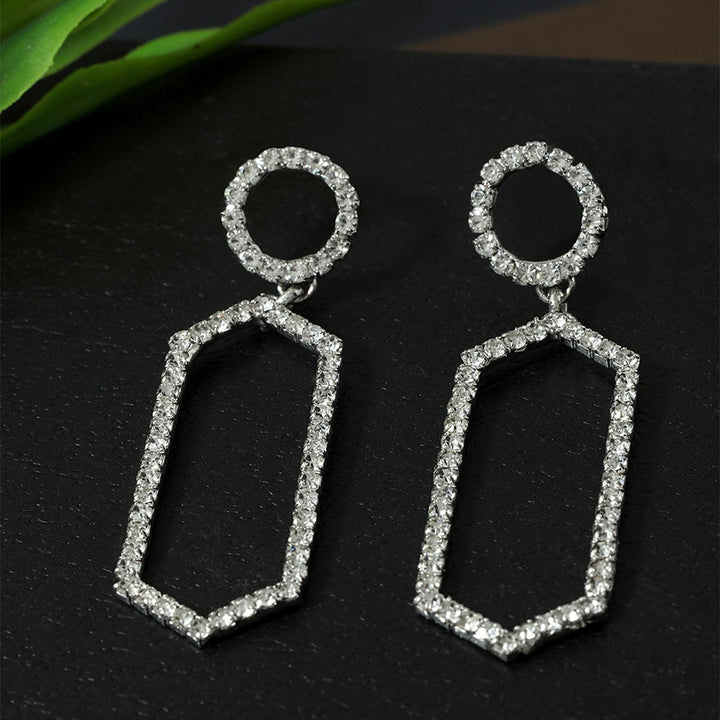 Silver Geometric Drop Earrings - Trendisia