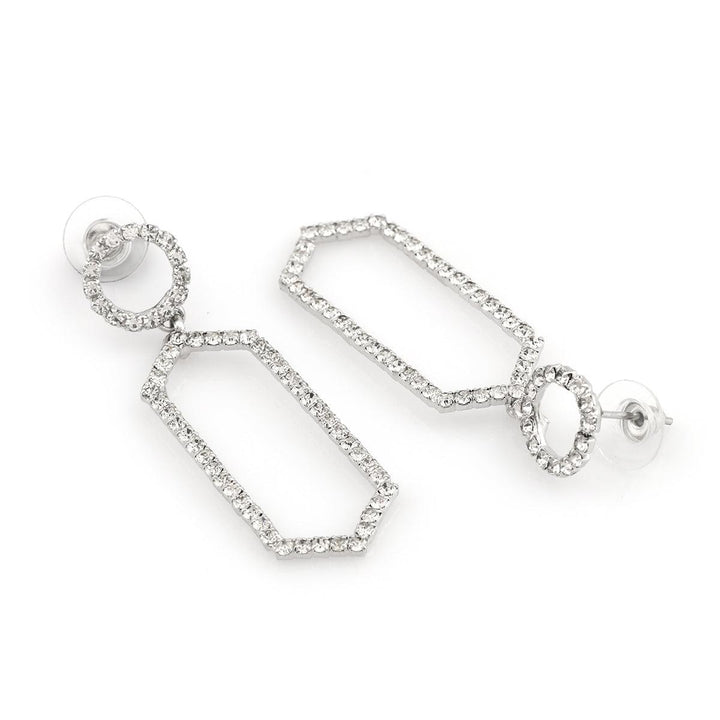 Silver Geometric Drop Earrings - Trendisia