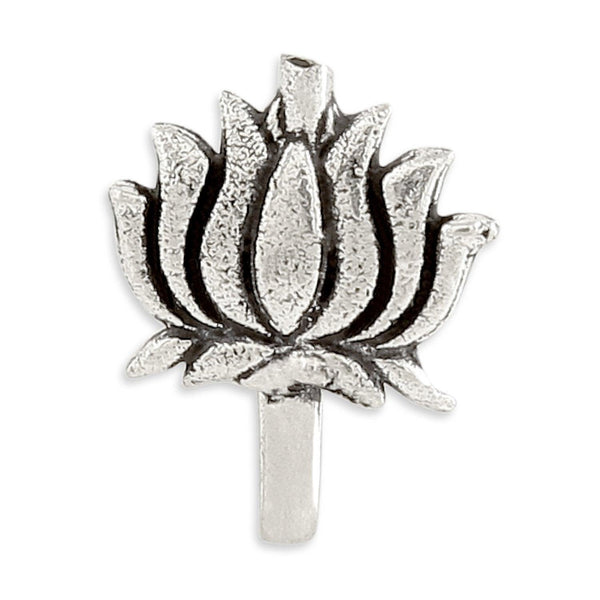 Silver Plated Alloy Lotus Tribal Nose Ring - Trendisia