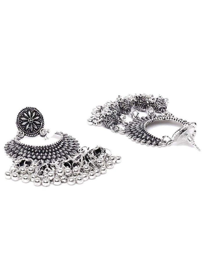 Silver-Plated Antique Oxidised Chanbali - Trendisia