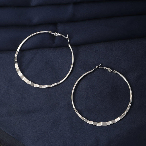 Silver-Plated Circular Hoop Earrings - Trendisia