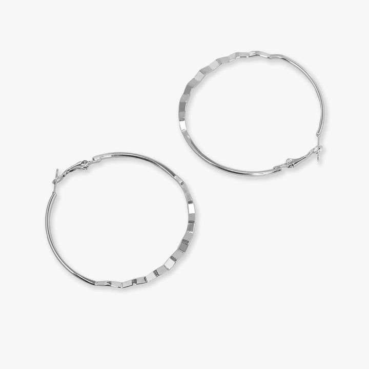 Silver-Plated Circular Hoop Earrings - Trendisia