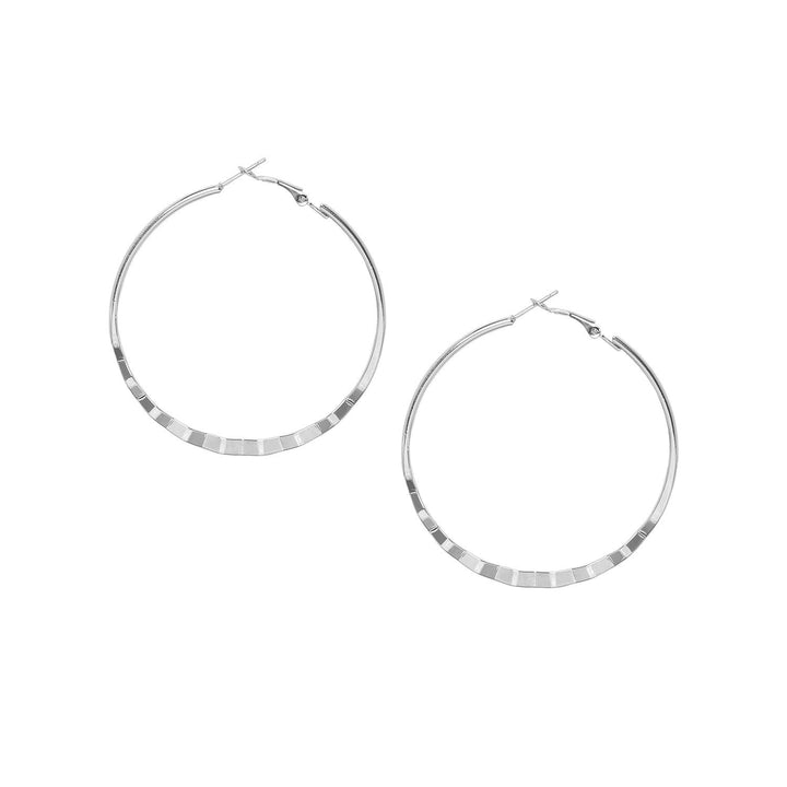 Silver-Plated Circular Hoop Earrings - Trendisia