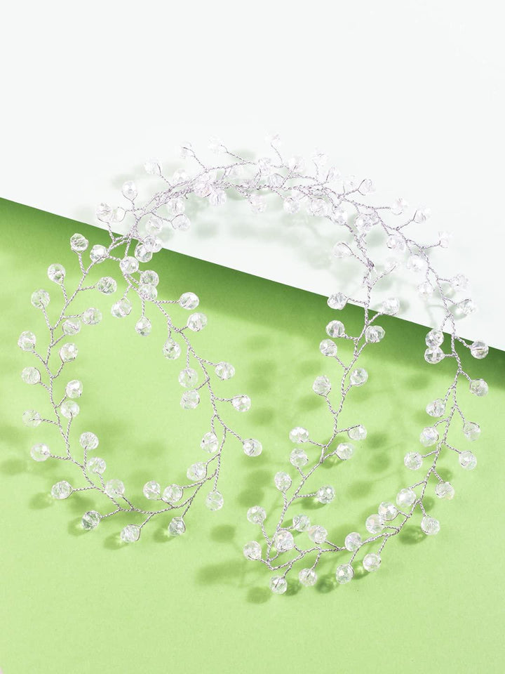 Silver Plated Crystals Floral Wedding Hair Tiara - Trendisia