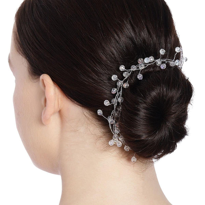 Silver Plated Crystals Floral Wedding Hair Tiara - Trendisia