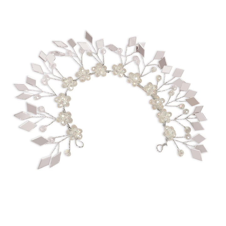 Silver-Plated Crystals Mirror Tiara - Trendisia