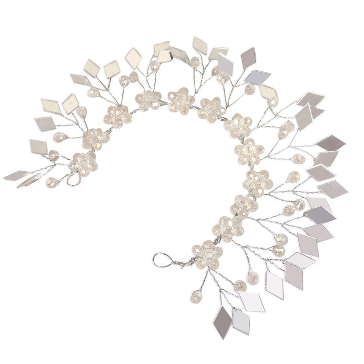 Silver-Plated Crystals Mirror Tiara - Trendisia