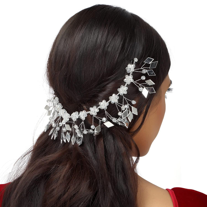 Silver-Plated Crystals Mirror Tiara - Trendisia