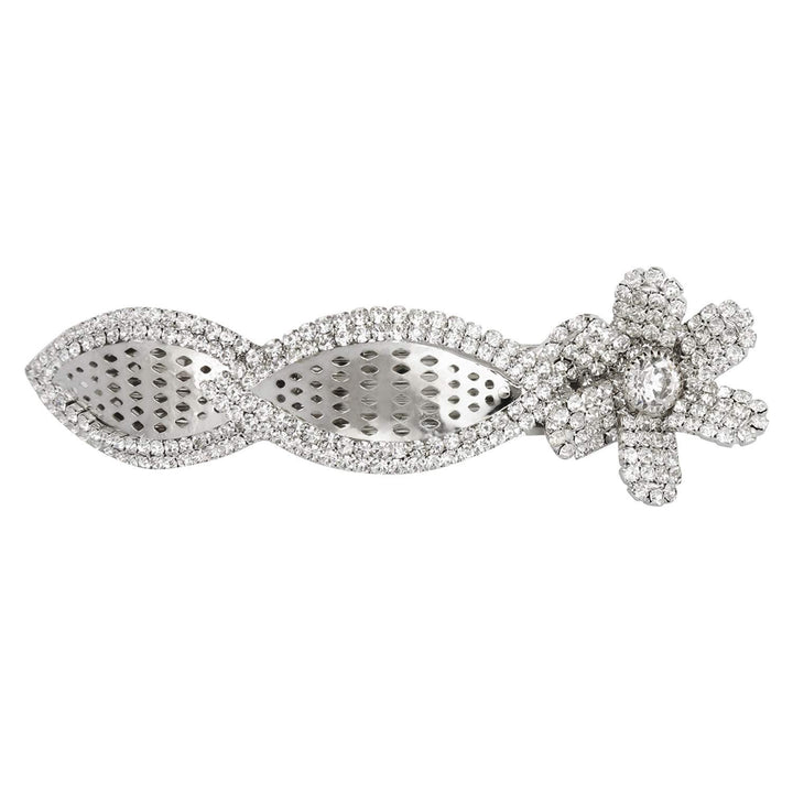 Silver Plated Floral Design Hair Barrette - Trendisia
