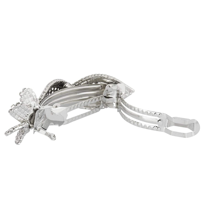 Silver Plated Floral Design Hair Barrette - Trendisia