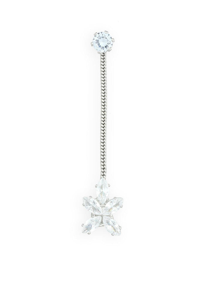 Silver Plated Floral Shaped Drop Earrings - Trendisia