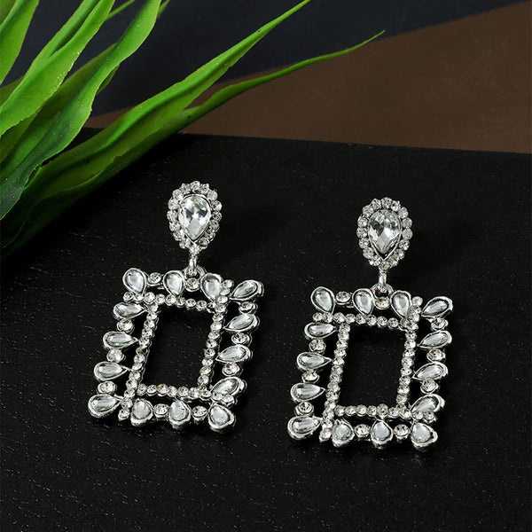 Silver-Plated Geometric Drop Earrings - Trendisia