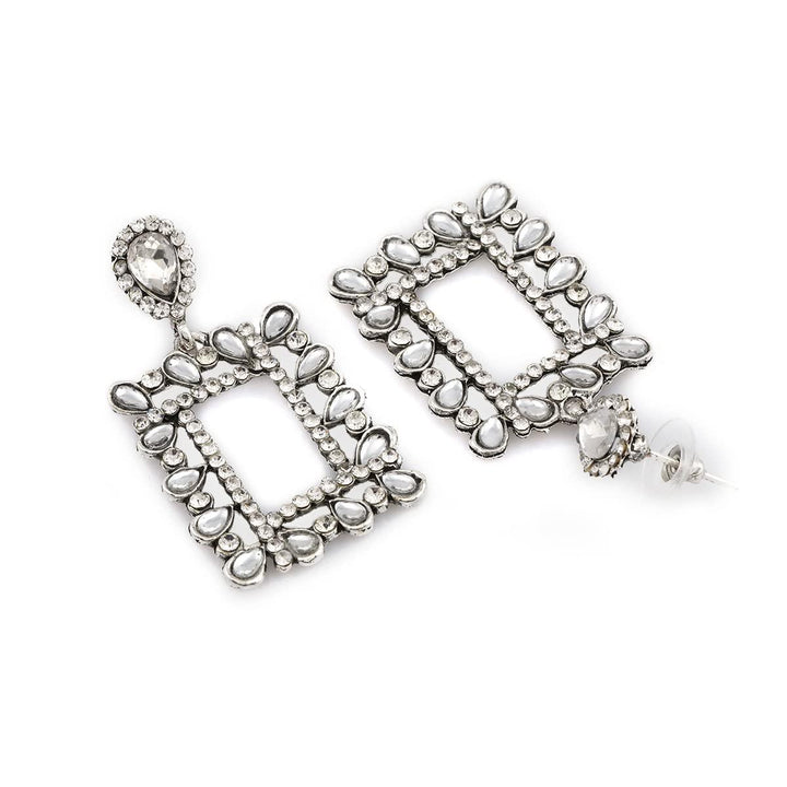 Silver-Plated Geometric Drop Earrings - Trendisia