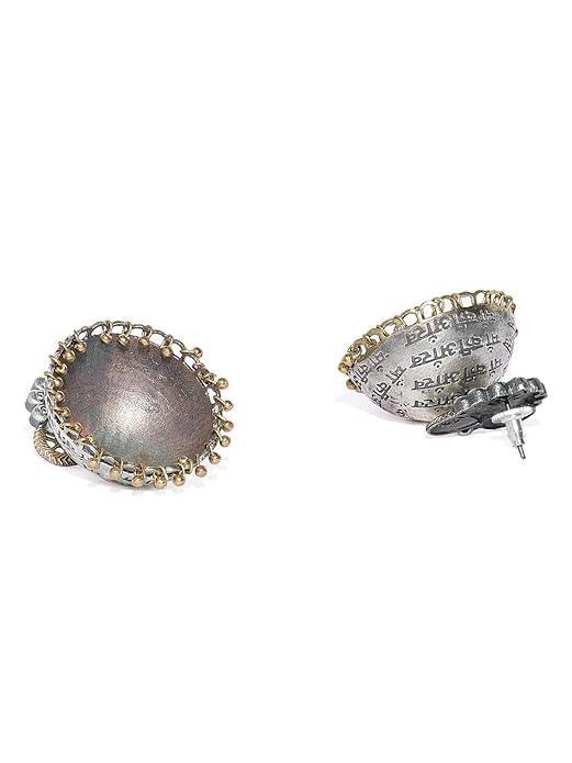 Silver-Plated Gold-Toned Oxidised Dome Shaped Jhumkas - Trendisia