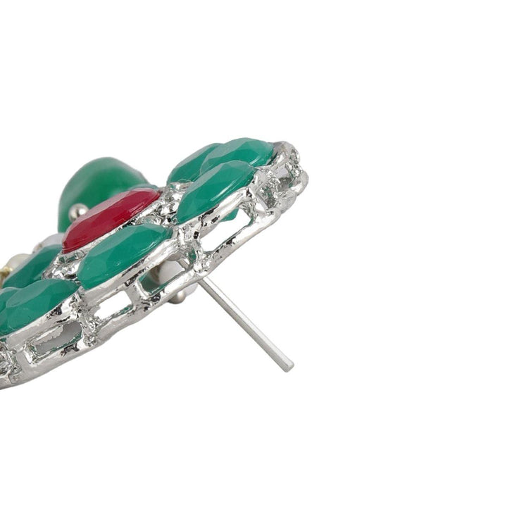 Silver-Plated Green Red Beaded Jewellery Set - Trendisia