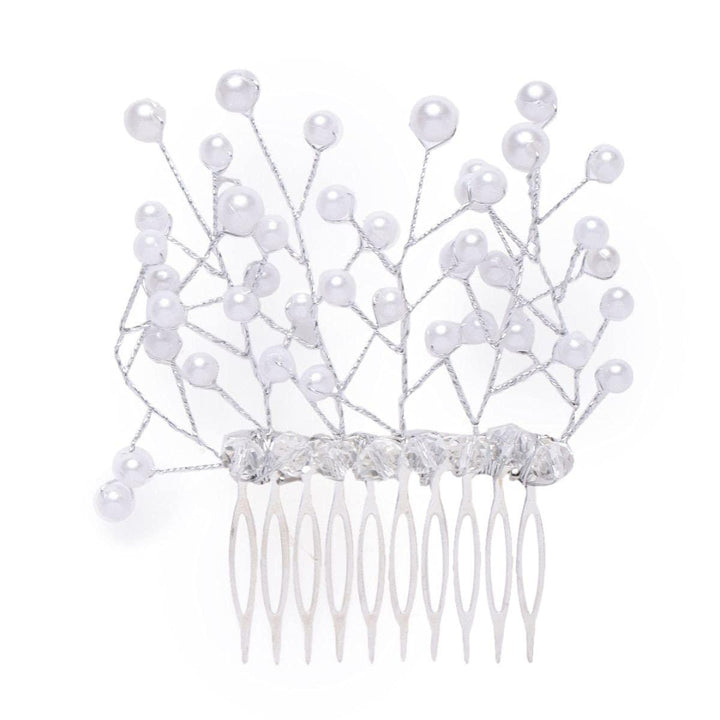 Silver-Plated Hair Tiara Comb Pin-TR0221RR192W - Trendisia