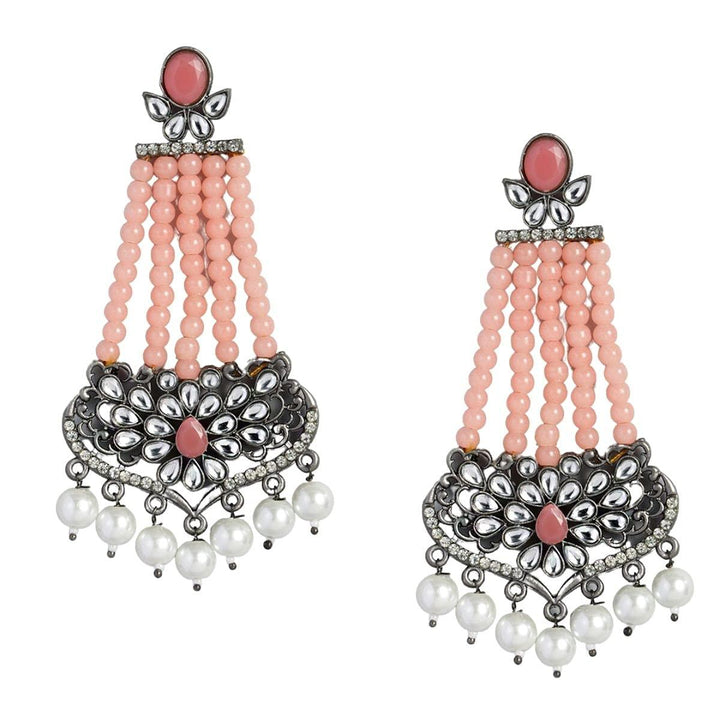 Silver-Plated Mirror Studded Drop Earrings - Trendisia