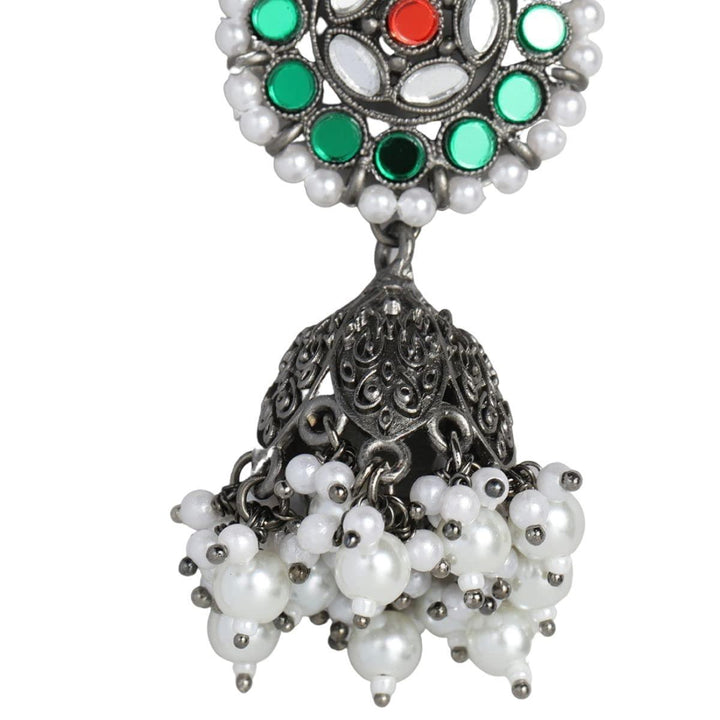 Silver-Plated Multicolor Dome Drop Earrings - Trendisia
