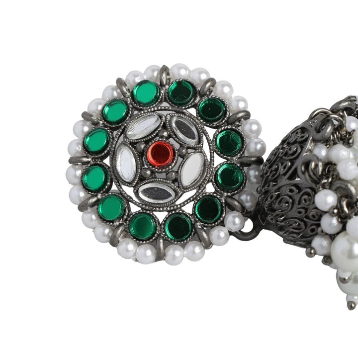 Silver-Plated Multicolor Dome Drop Earrings - Trendisia